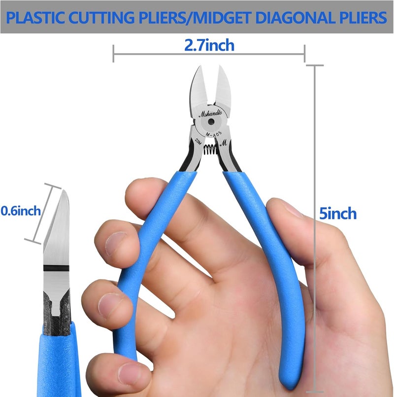 mshandto Wire Cutters, 5" Flush Cutters for Electronic Component, CR-V Side Cutters for Crafting, Ultra-Sharp Diagonal Cutters, Flush Cut Pliers for Jewelry Making, Plastic, Soft Copper Wire (2Pack) - Image 5